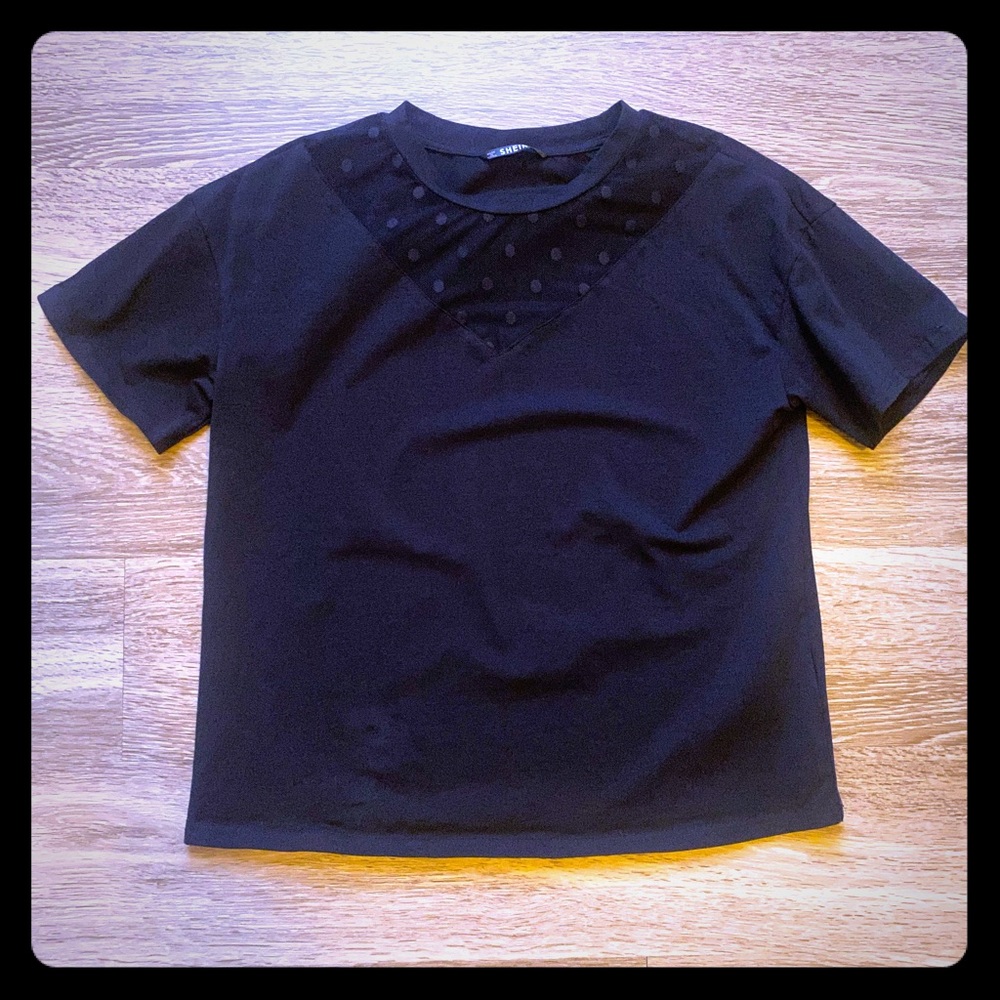 💋2 for $20💋 NWOT SheIn Black Mesh Polka Dot Top